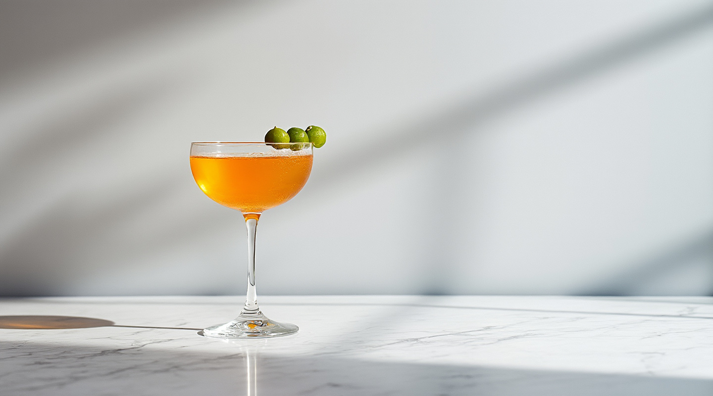 The Cornichon Cocktail in a Coupe Glass