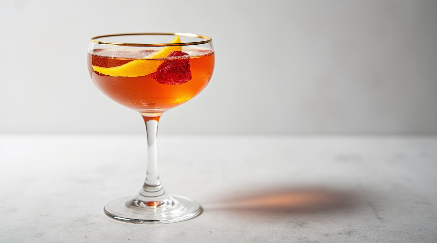 Excuse My French cocktail in a coupe glass