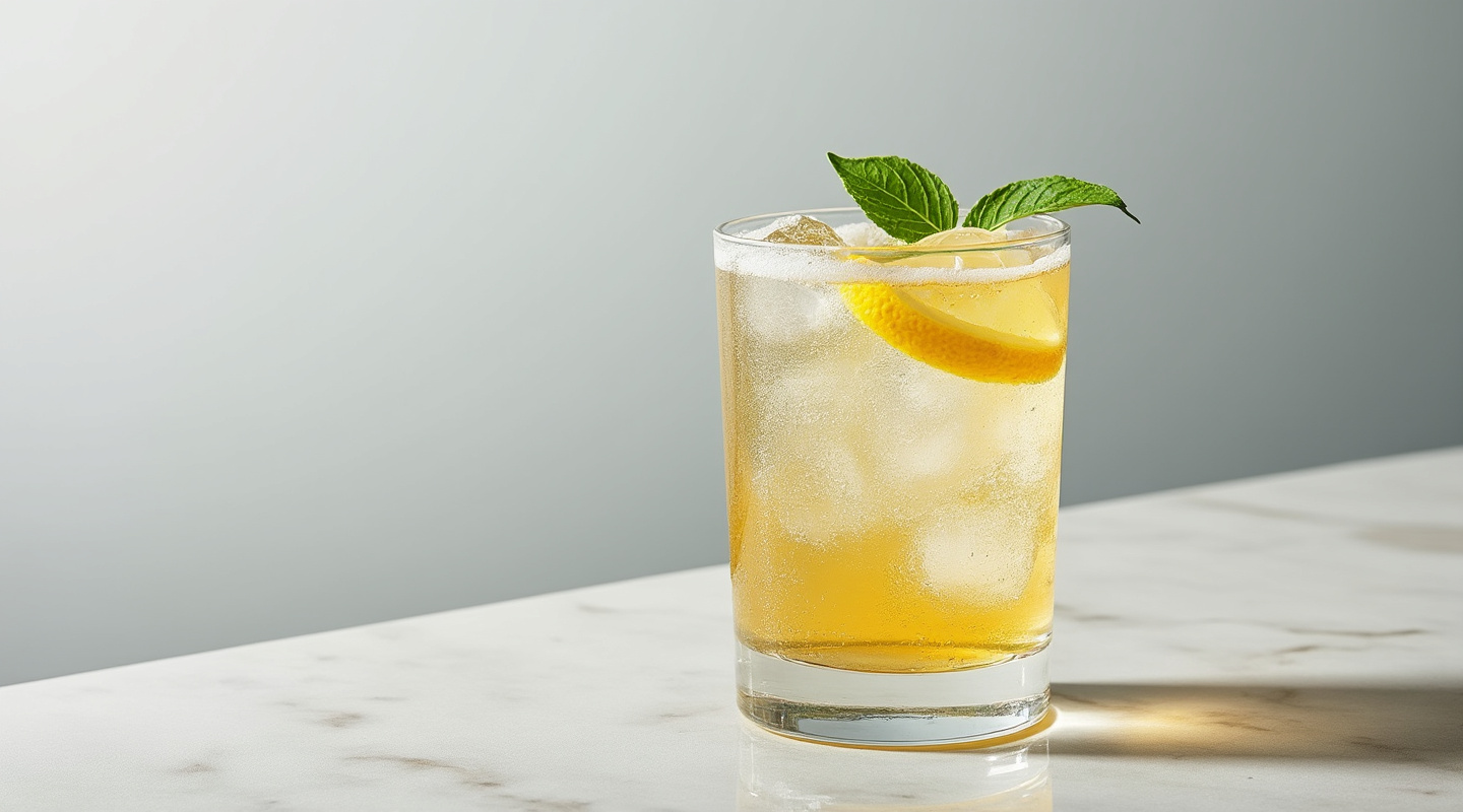 A refreshing Irish Shandy in a glass with a base of Irish whiskey, lemonade, and IPA beer