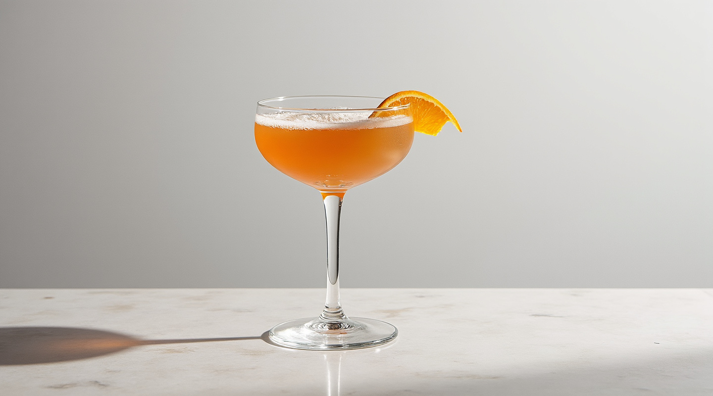 Obligatory Brooklyn cocktail in a coupe glass with ice