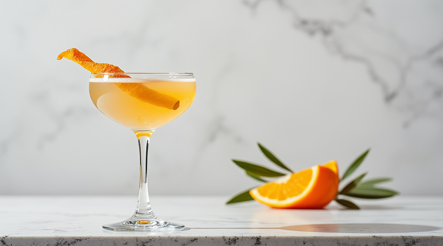 Zegroni cocktail in a glass with an orange twist