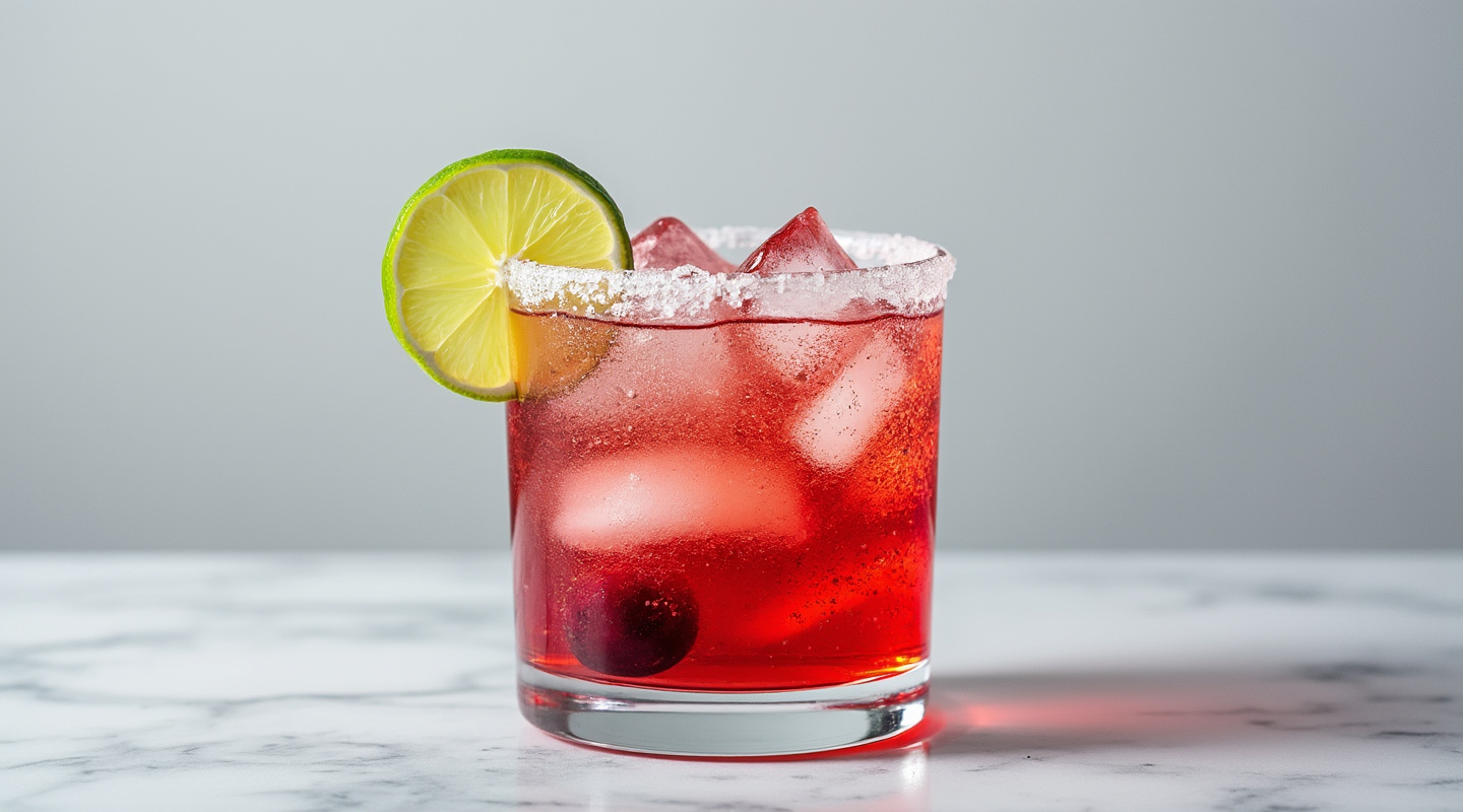 Cherry Margarita cocktail served in a glass with garnish
