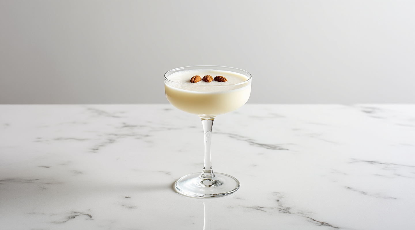 Nutty White cocktail in a coupe glass