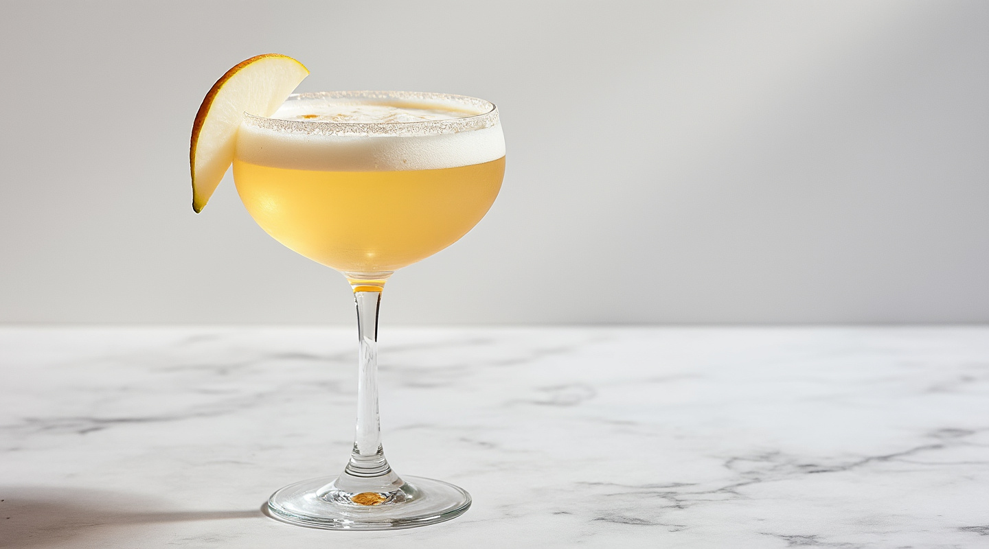 Perfect Pear cocktail in a Coupe glass