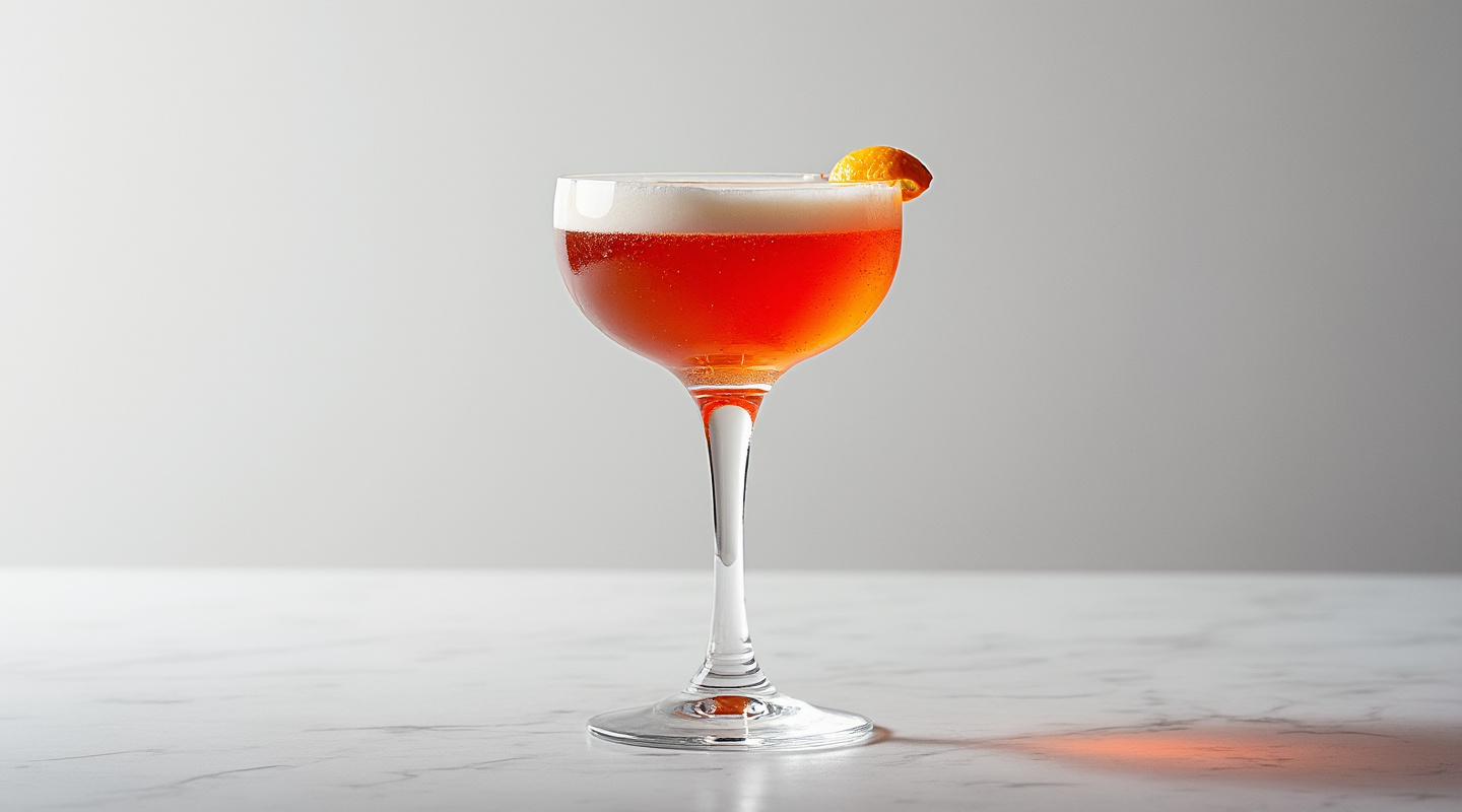 Rhum Cosmo cocktail in a Coupe glass