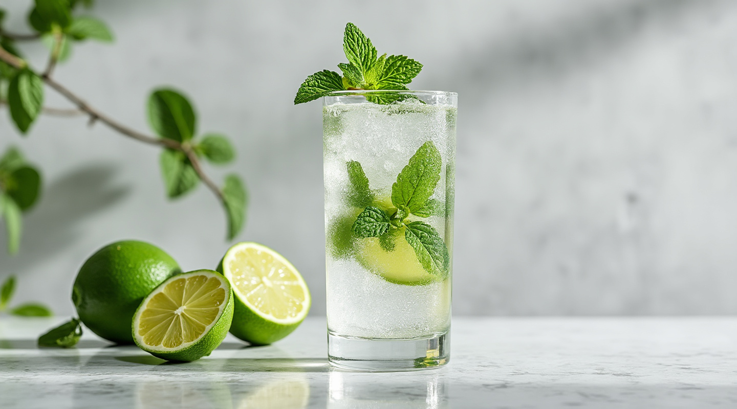 Caballito Mojito in a Collins glass with mint garnish