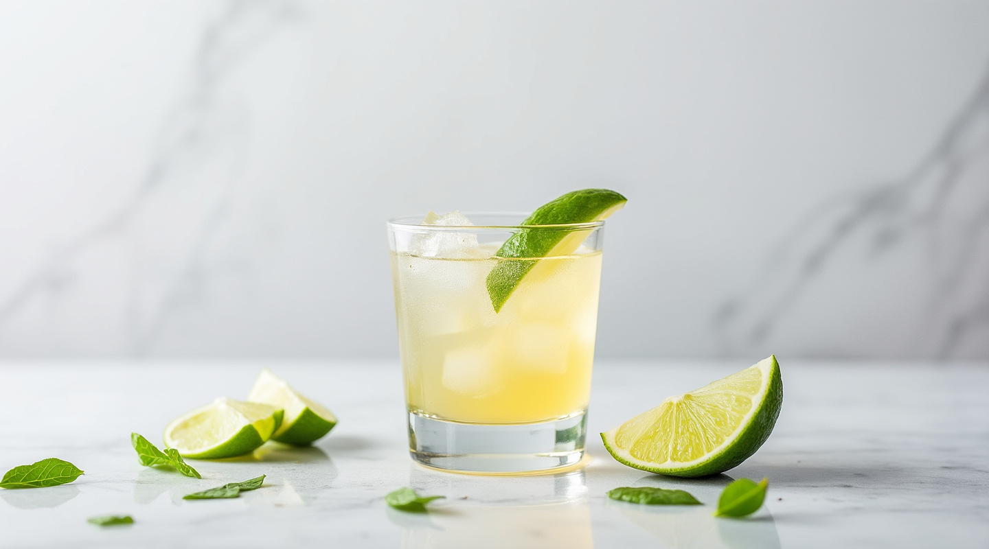 Kamikaze cocktail served in a shot glass, garnished with a lime wedge.
