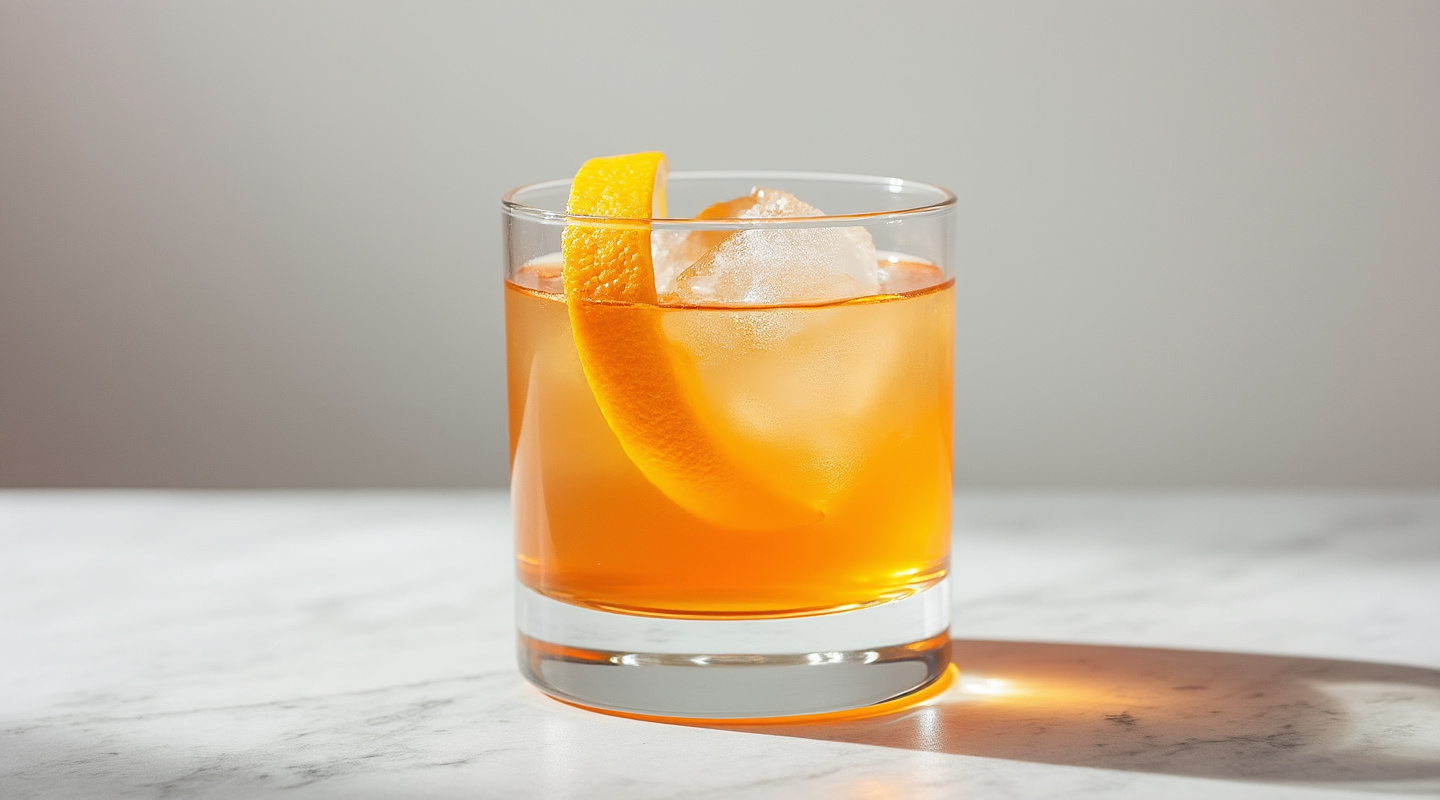 Maurice Cocktail in a chilled coupe glass with an orange twist