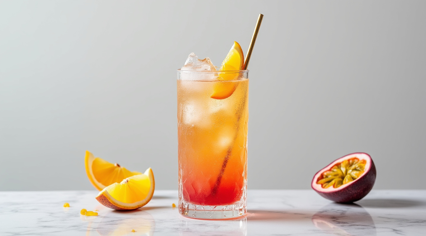Passion Fruit Caipirinha with fresh lime and passion fruit