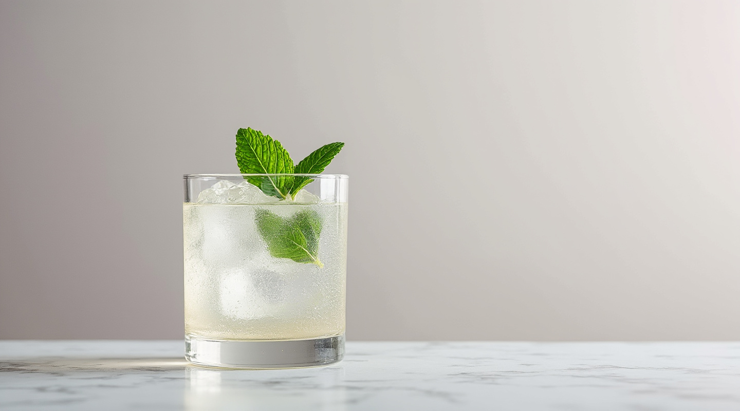 A glass of Perroquet cocktail garnished with mint leaves