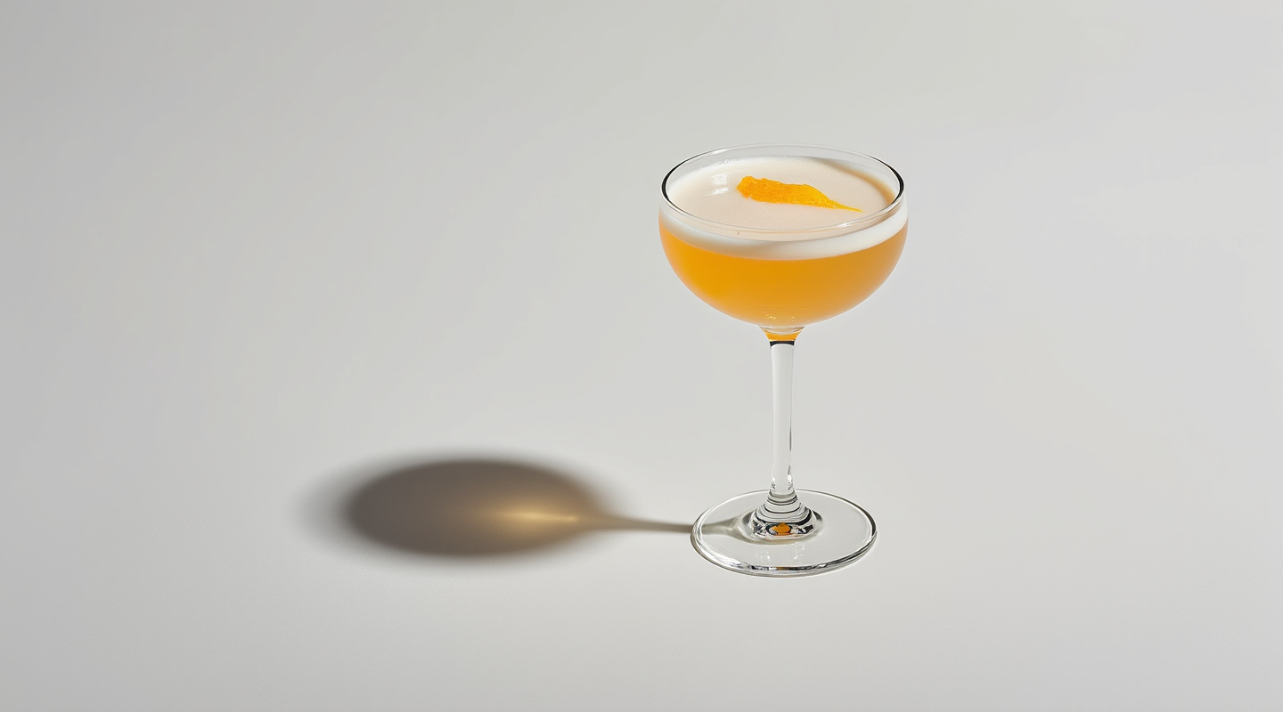 Clairvoyant cocktail in a coupe glass with orange zest twist