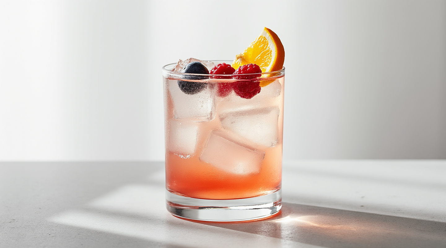 Gin Punch No. 2 in a Collins glass with berries