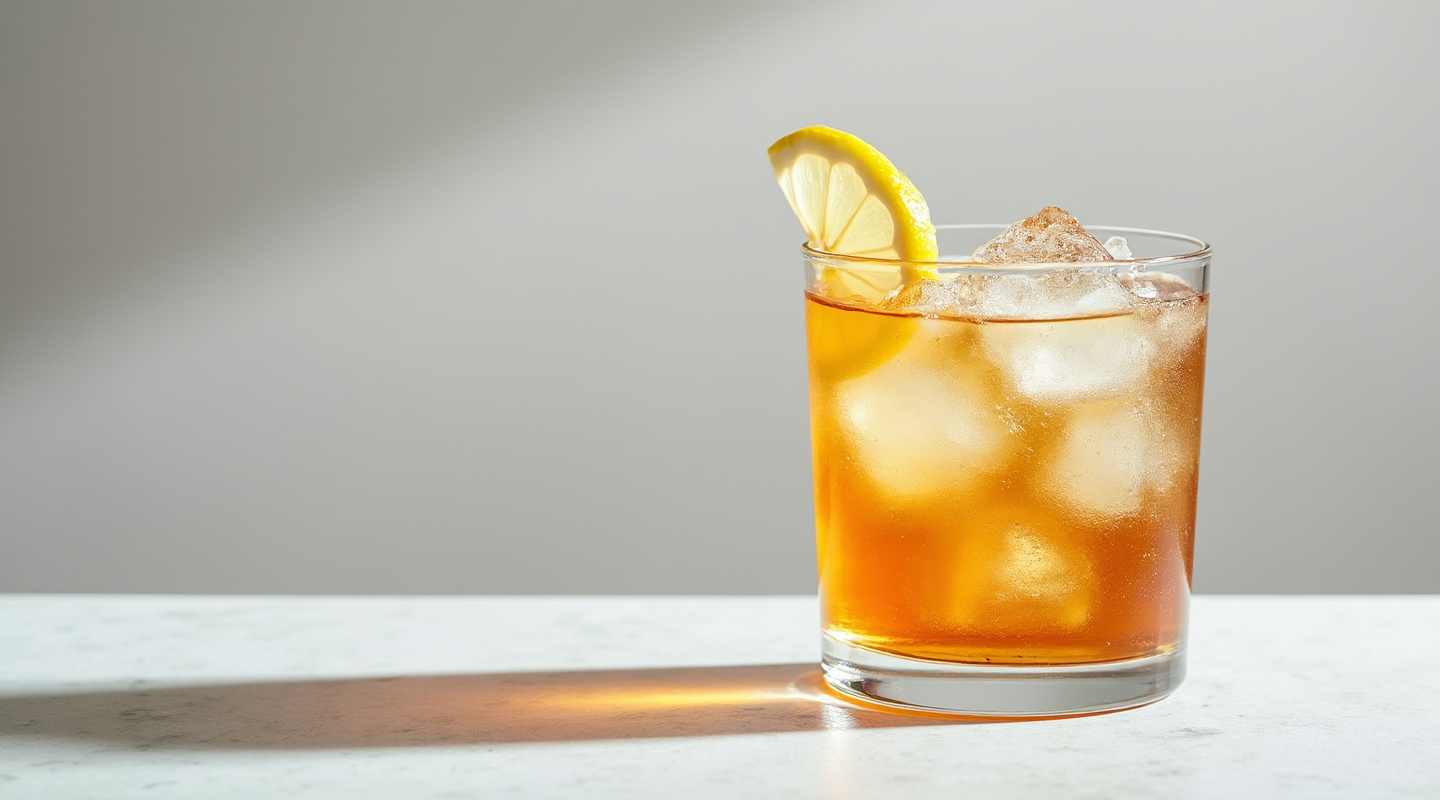 John Daly cocktail served in a Collins glass with a lemon garnish