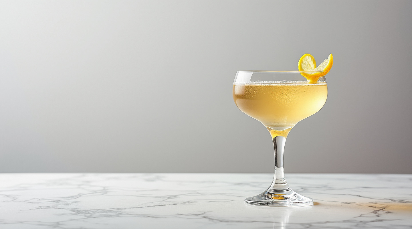 A Sidecarriage cocktail served in a Coupe glass with a lemon zest twist garnish