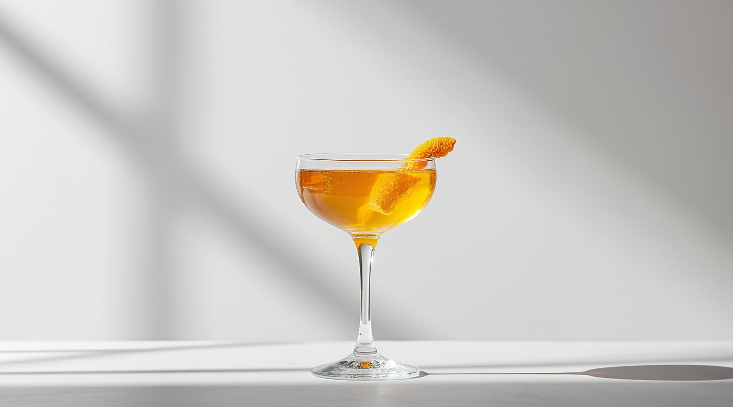 Jambouree served in a Martini glass with an orange twist garnish