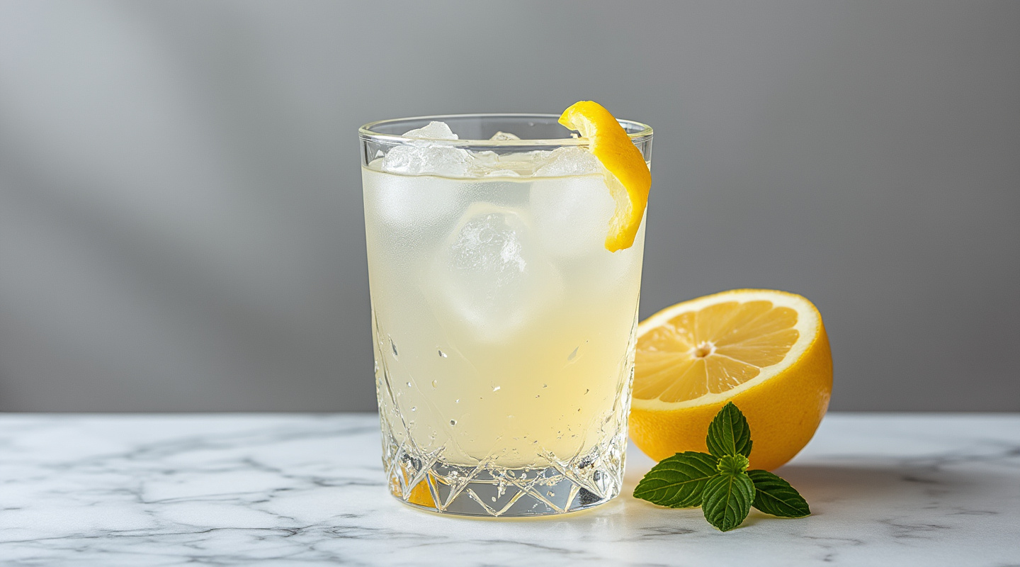 An elegantly presented Americano Bianco cocktail in a Collins glass