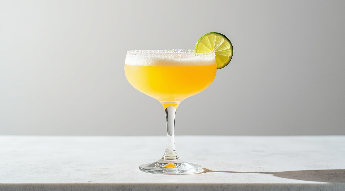 Frozen Passion Fruit Daiquiri in a coupe glass