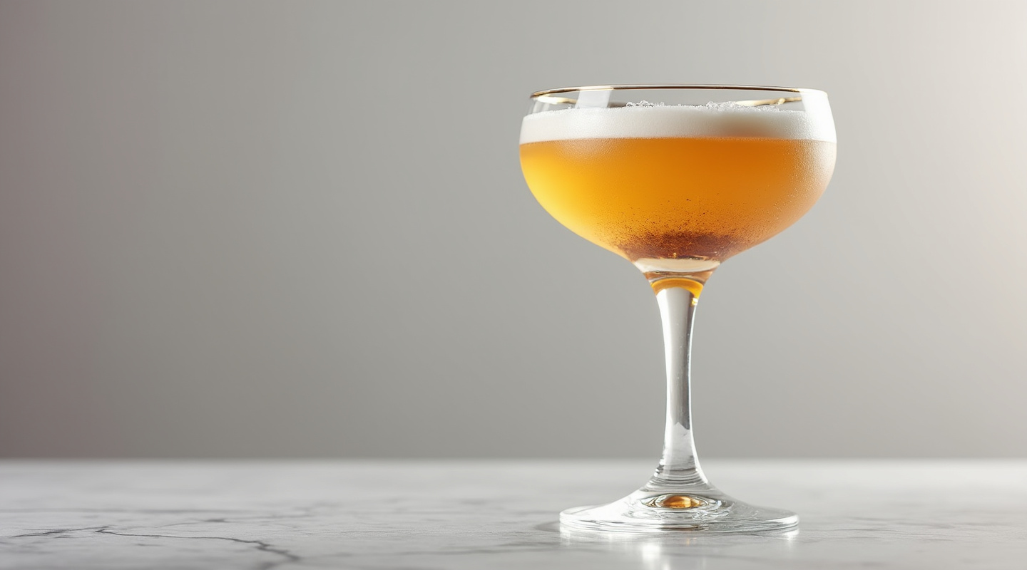A creamy Irish Alexander cocktail garnished with cacao powder or crumbled Flake in a coupe glass.
