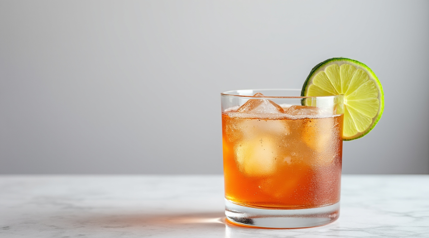Zanzibar cocktail in an Old-fashioned glass garnished with lime zest