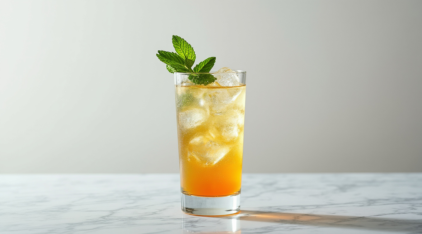 Zombie cocktail in a glass garnished with mint