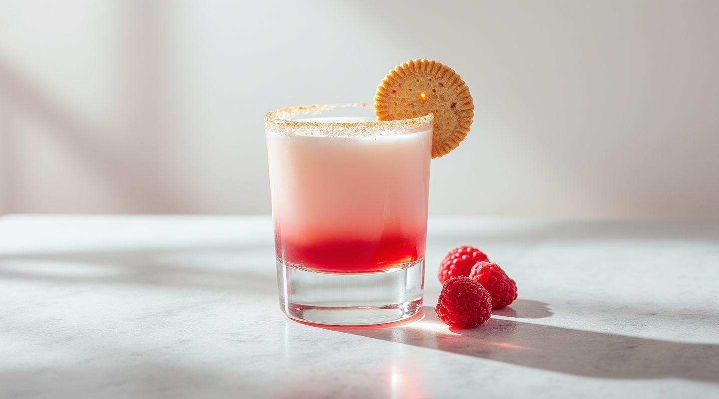 Jammie Dodger cocktail with biscuit rim