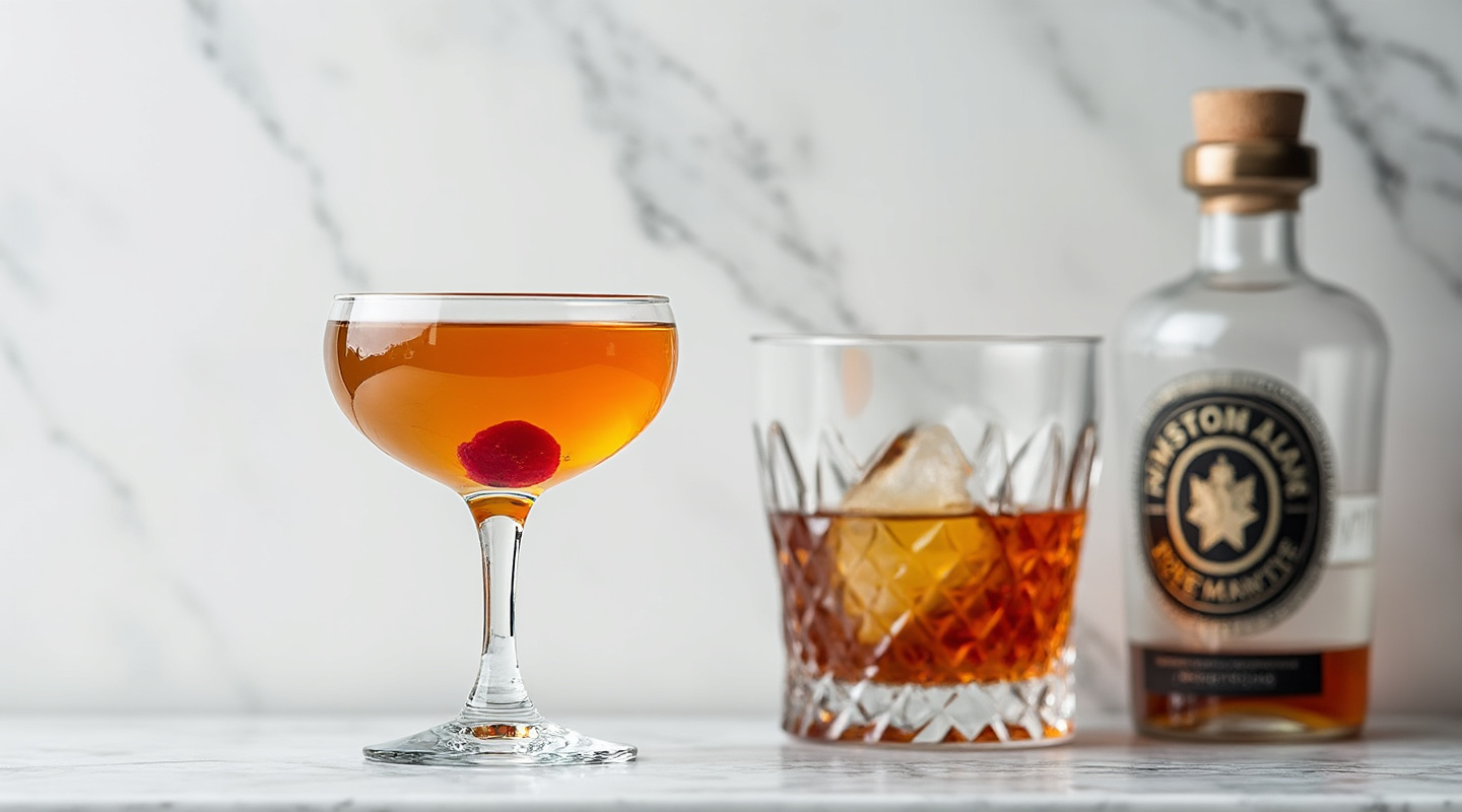 Portobello Star Manhattan (Perfect) cocktail in a coupe glass