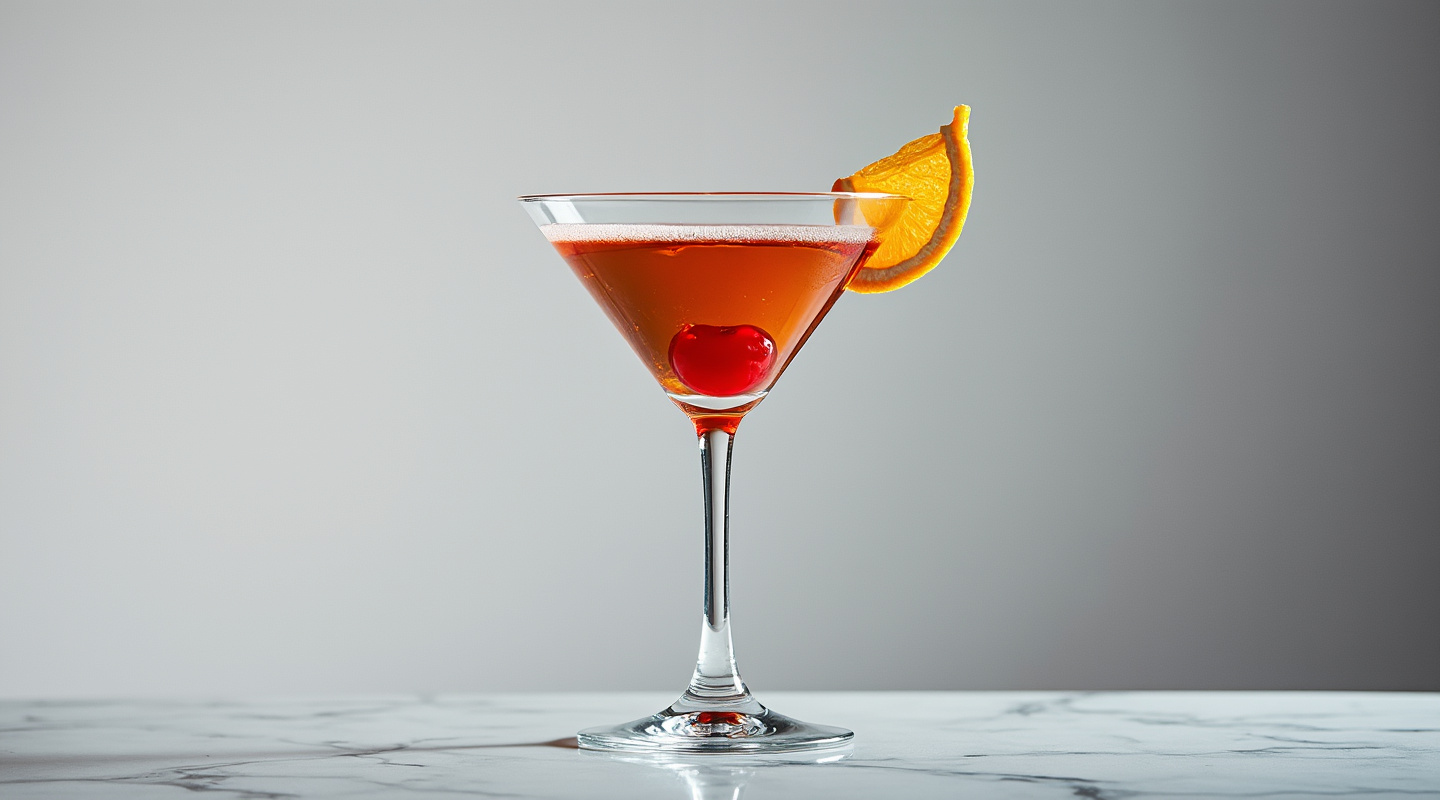 A Martini glass filled with The Devil In Me cocktail