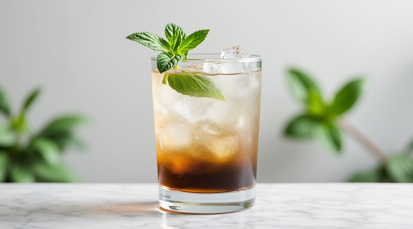 Black Basil cocktail in a Collins glass