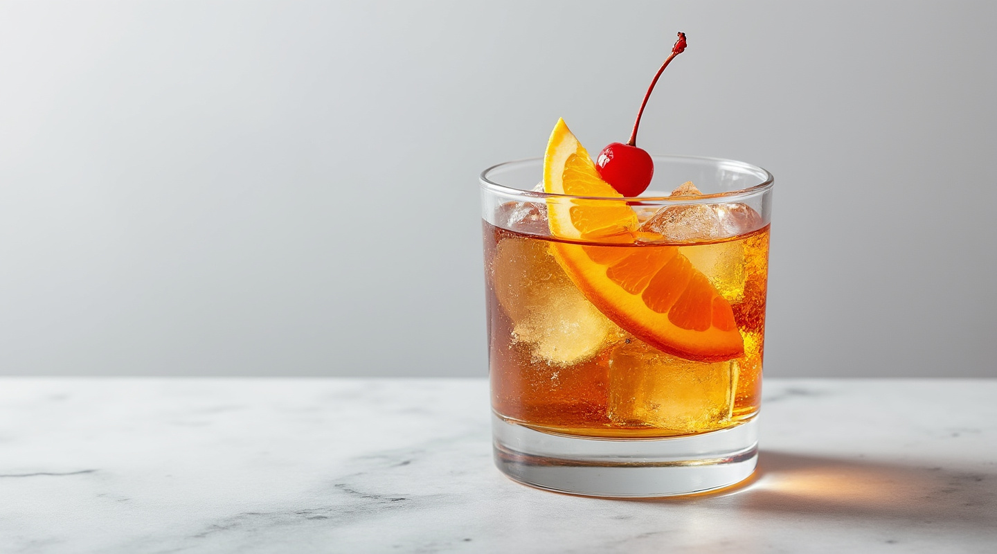 Brandy Old Fashioned cocktail with garnish