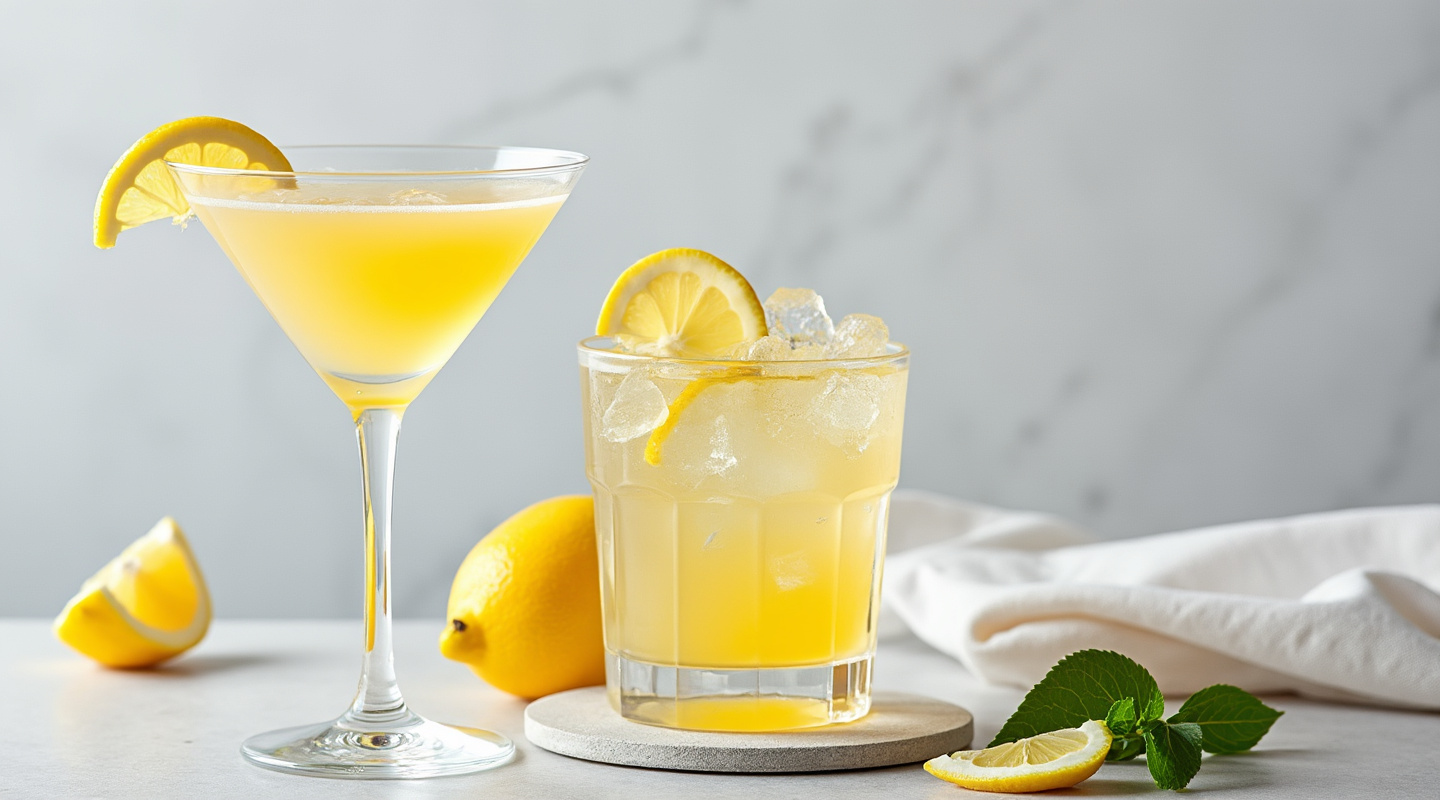 Lemon Curd Cocktail in a chilled Martini glass.