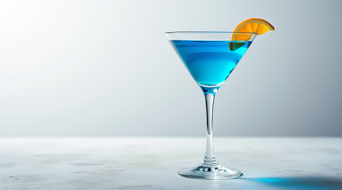 Blue Angel cocktail in a martini glass