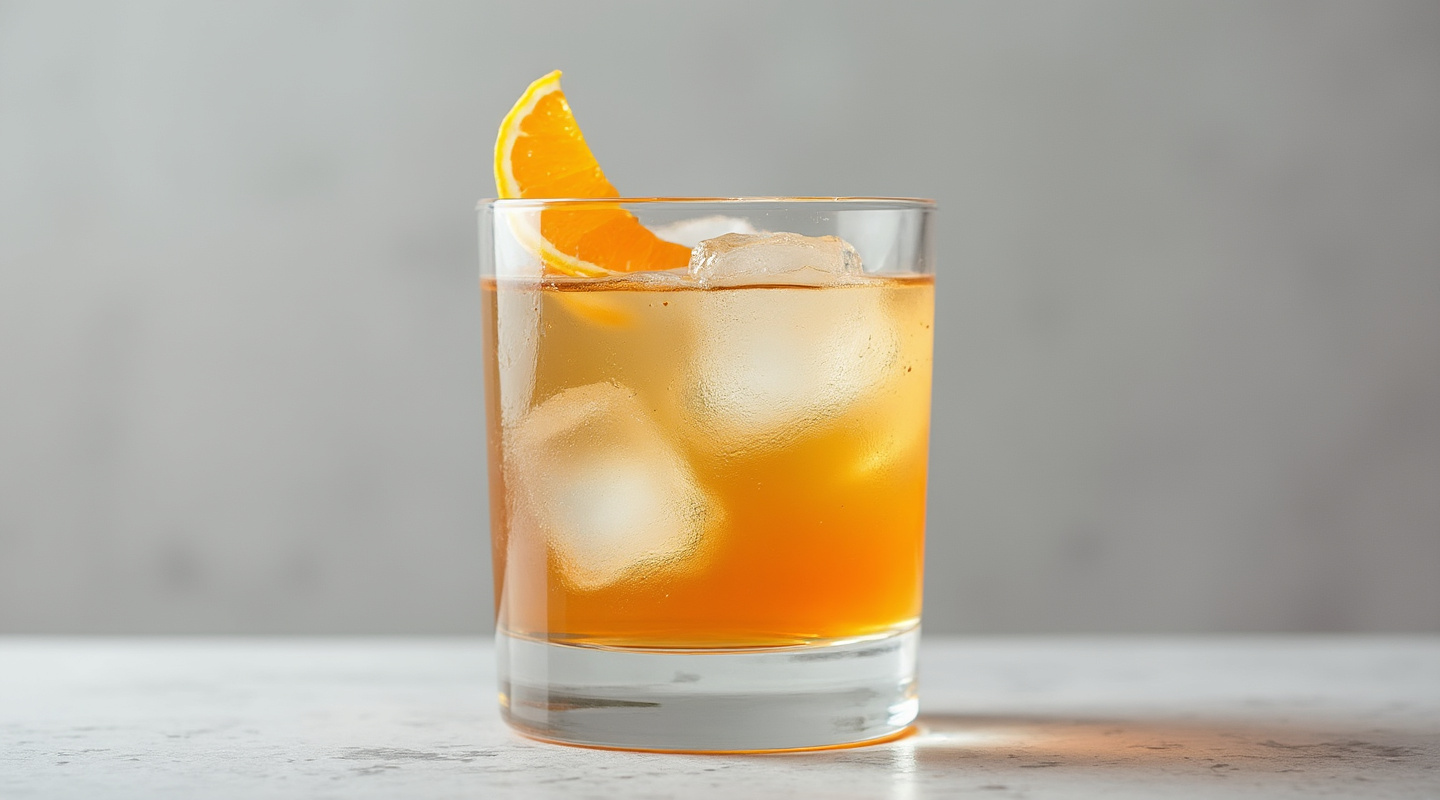 Fancy Free cocktail in an Old-Fashioned glass
