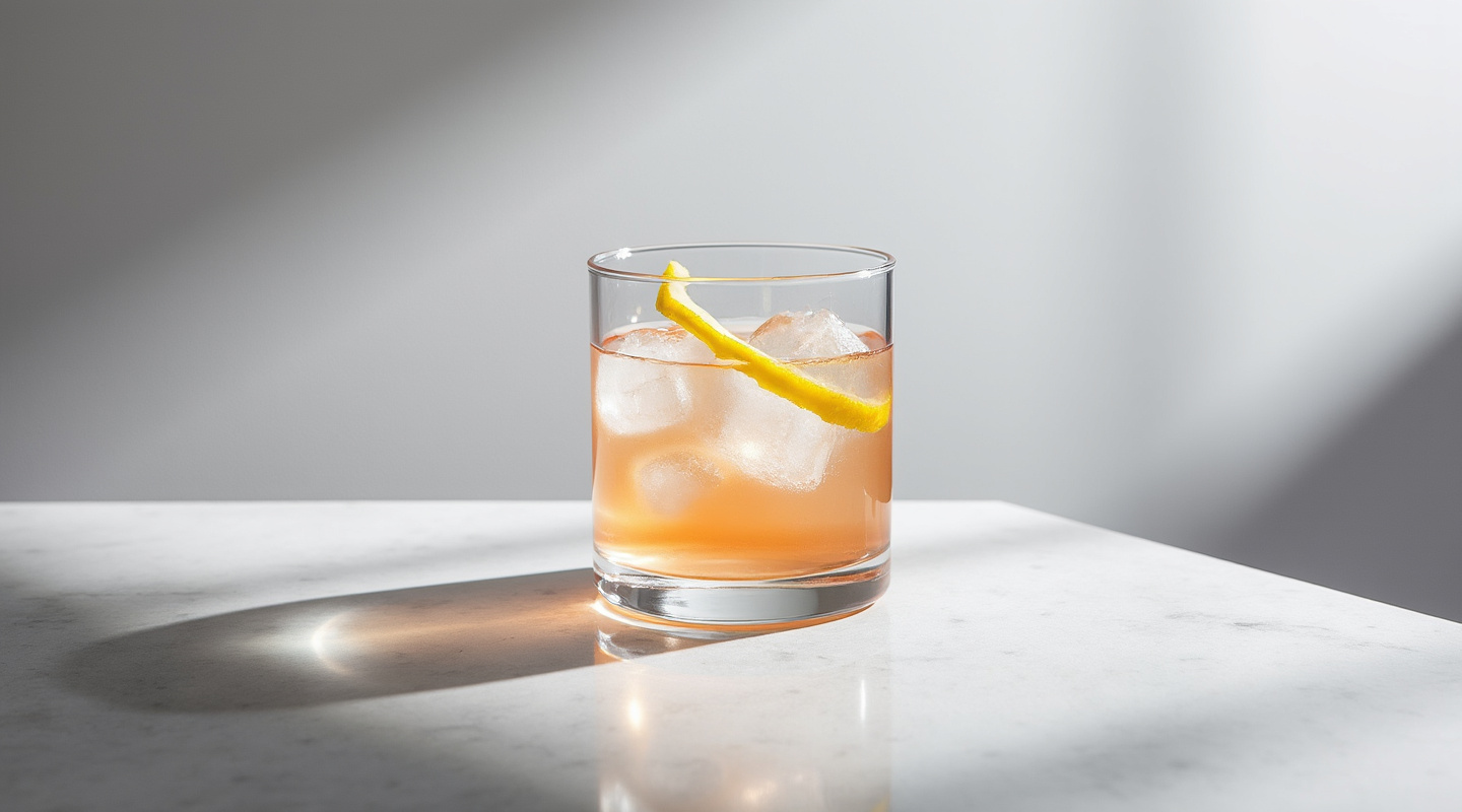 Mezzo E Mezzo cocktail served in an Old-fashioned glass