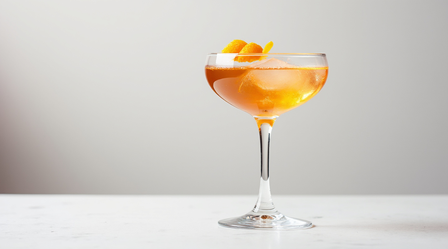 Well-fortified cocktail in a coupe glass