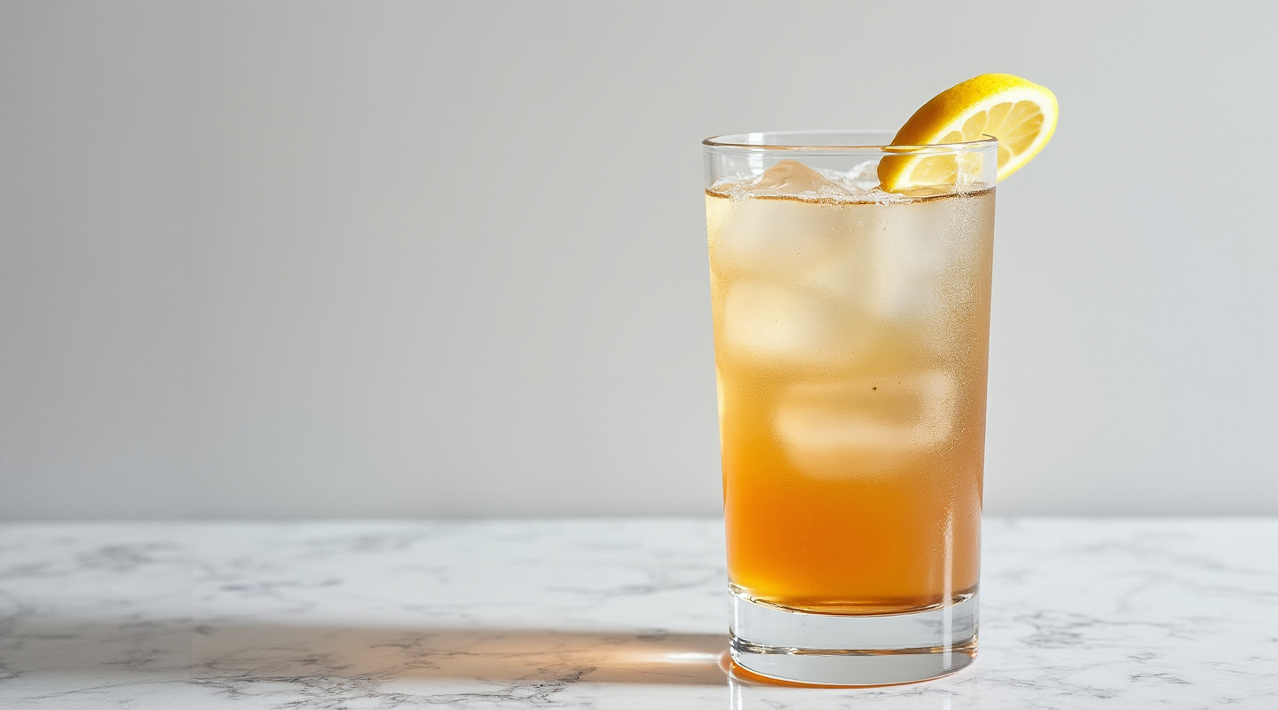 Horse's Neck with a Kick cocktail served in a highball glass