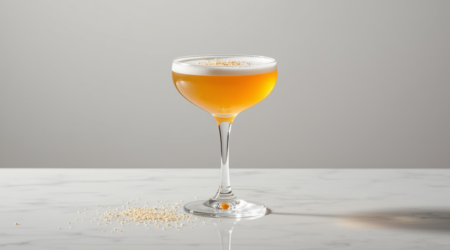 Milk & Honey cocktail in a fancy coupe glass with nutmeg garnish