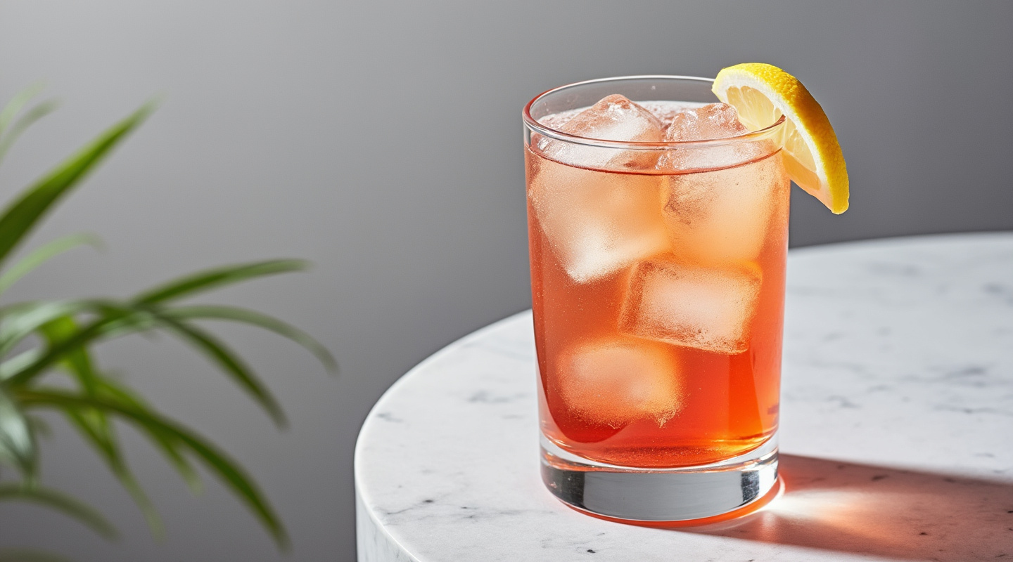 Mississippi Punch cocktail served in a Collins glass with a lemon wheel garnish