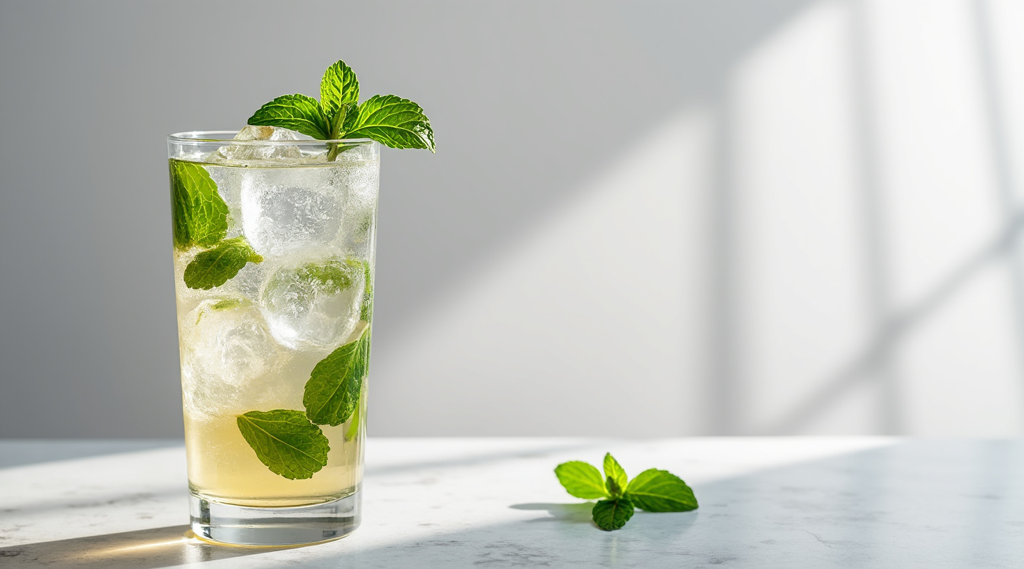 Momo Special cocktail with mint leaves