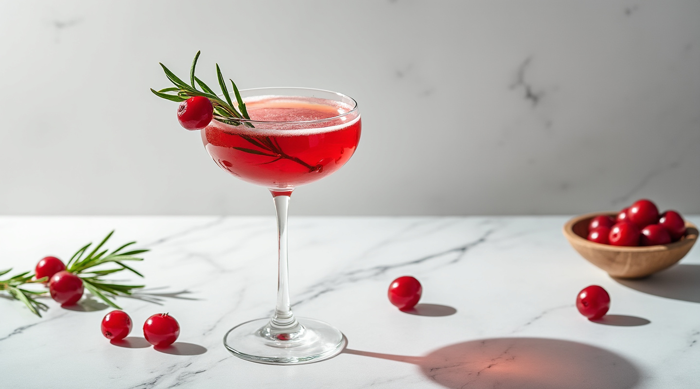 Poinsettia cocktail in a flute glass