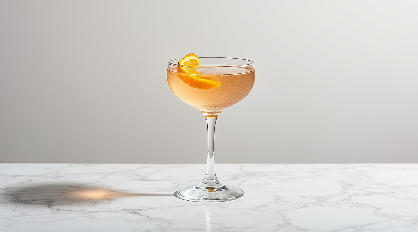 An elegantly crafted Ritz Cocktail served in a coupe glass.