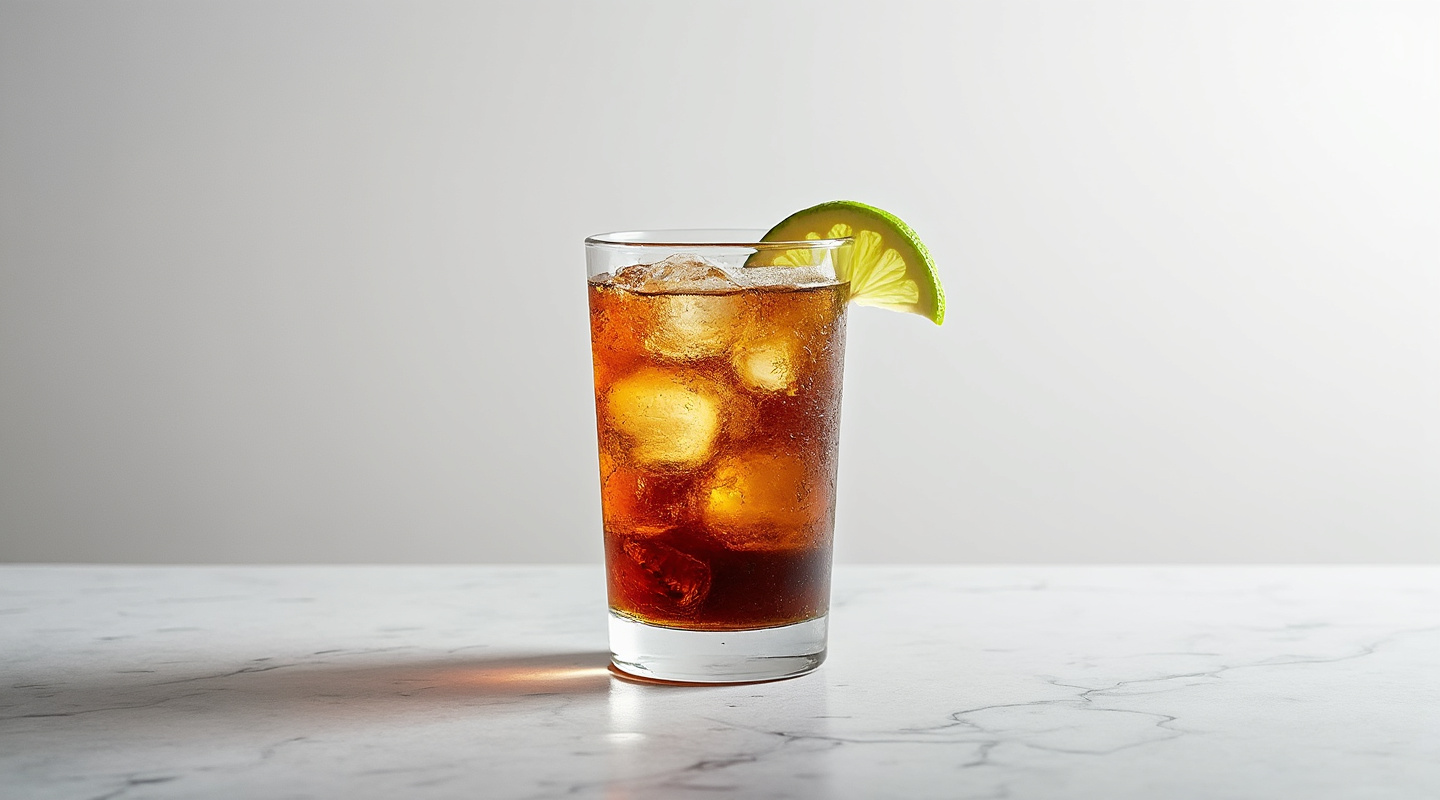 A refreshing Rocky Mountain Rootbeer cocktail served over ice in a glass.