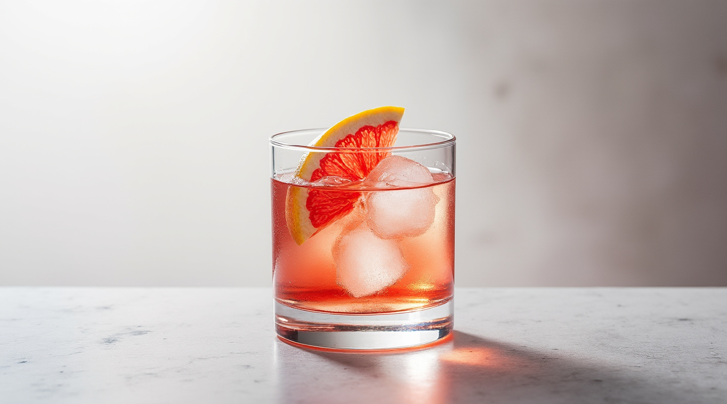 Rosita cocktail served in an Old-Fashioned glass with a grapefruit zest garnish
