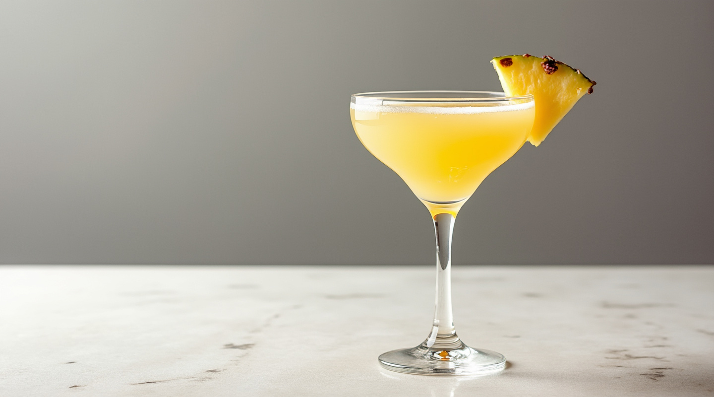 Basil Beauty in a Martini glass with a garnish