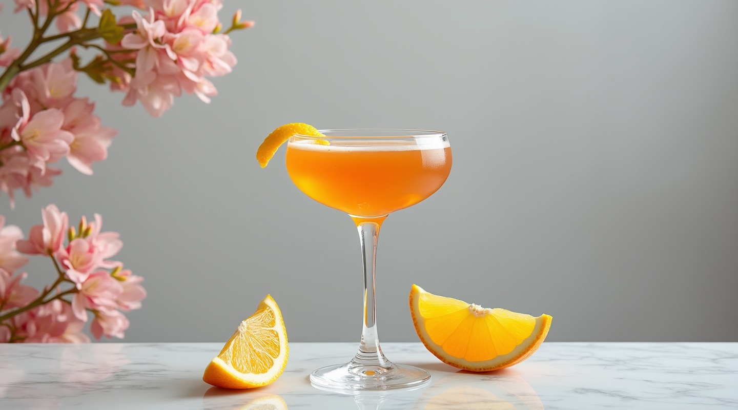 Bebbo Cocktail in a coupe glass with a lemon zest twist
