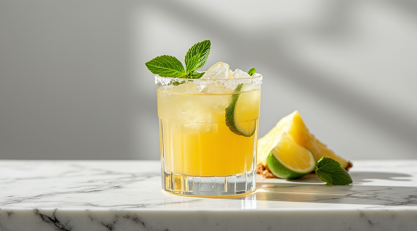 Tiki Margarita served in an Old-fashioned glass.