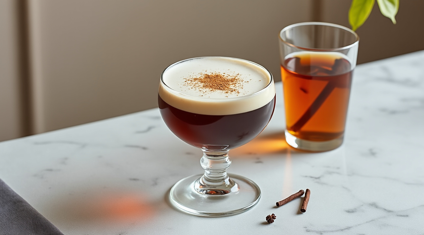 Bishop cocktail served in a glass, garnished with grated nutmeg