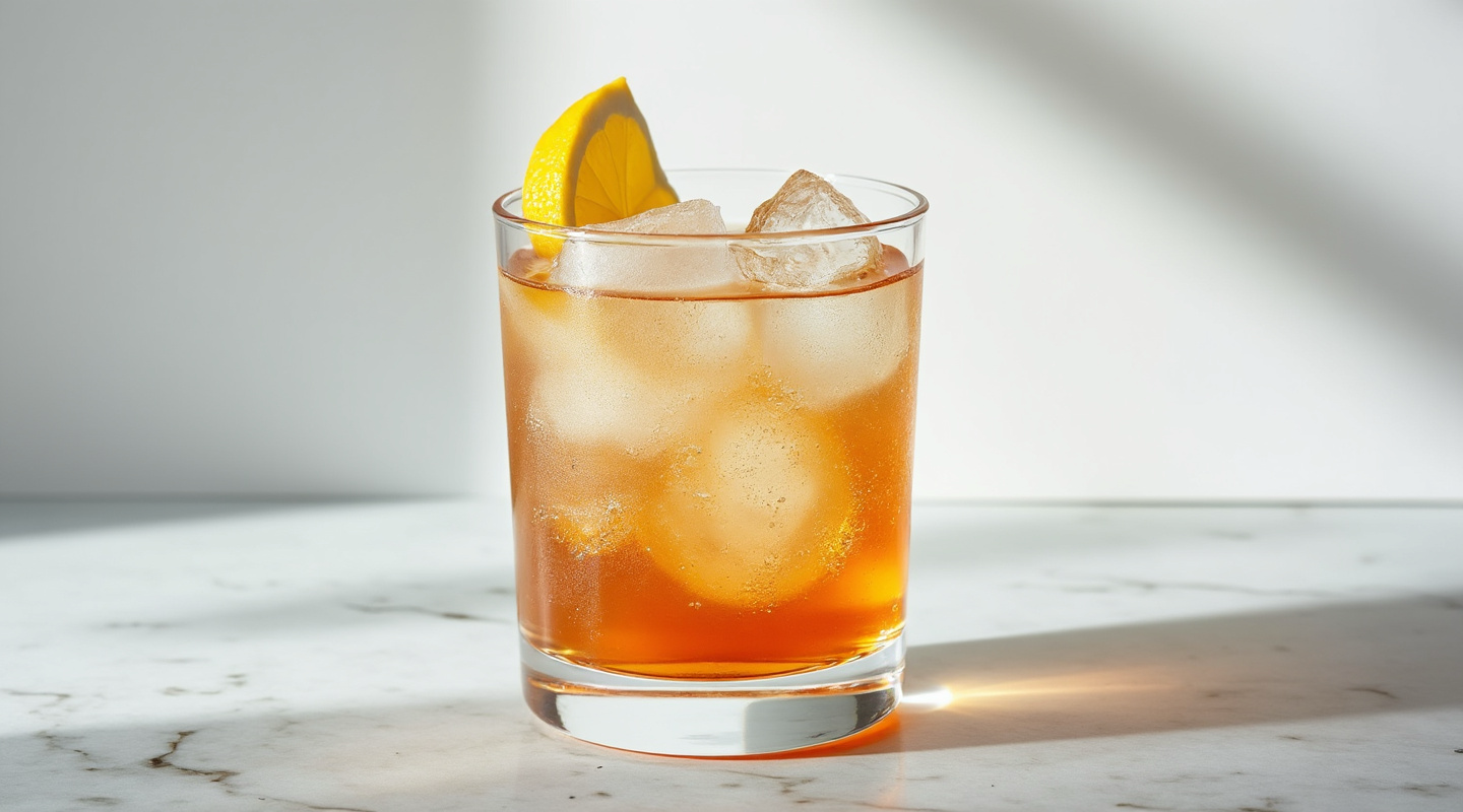 Brandy cocktails poured in coupes and rocks glasses with fruit garnishes