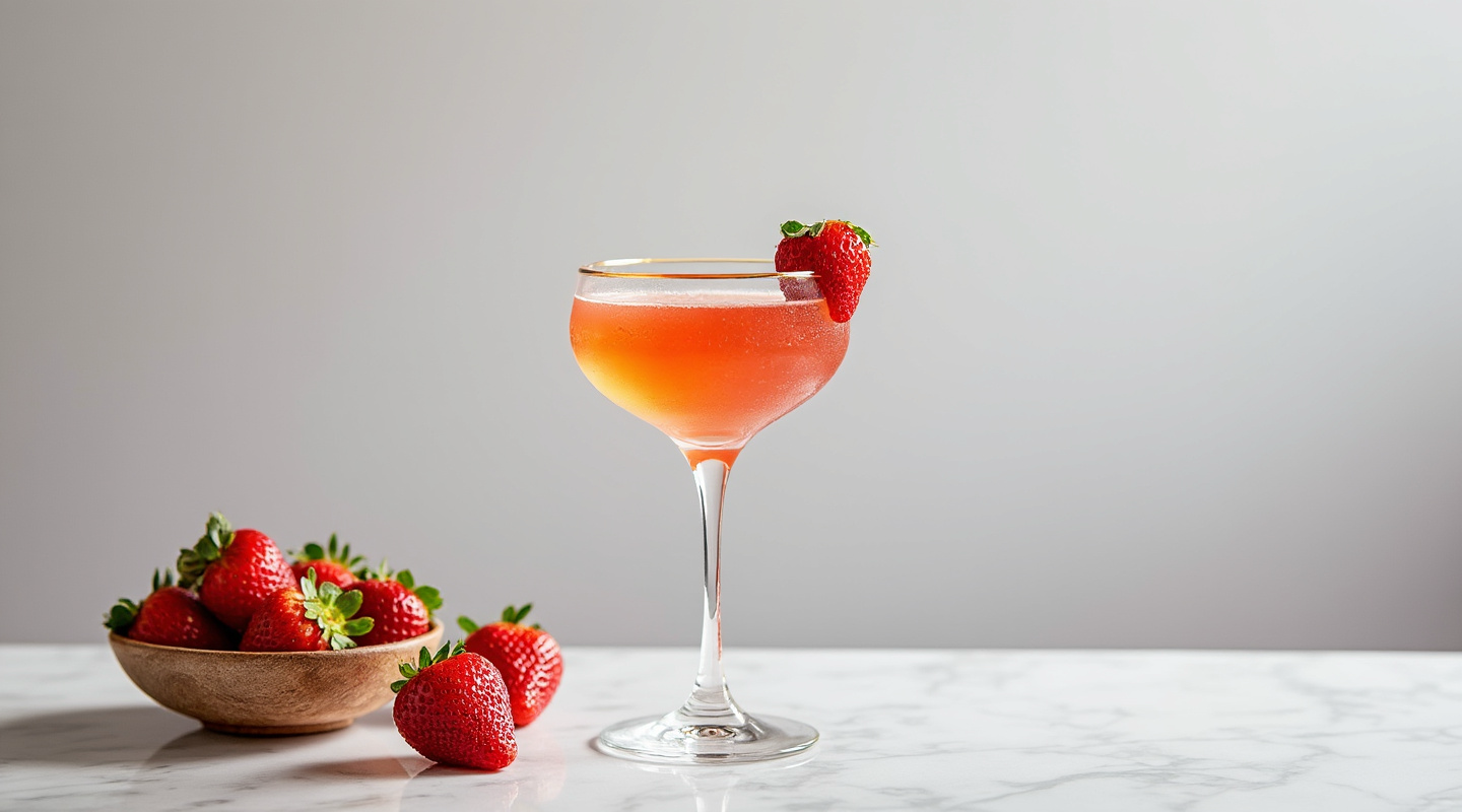 Old fashioned cocktail with orange peel over large ice cube