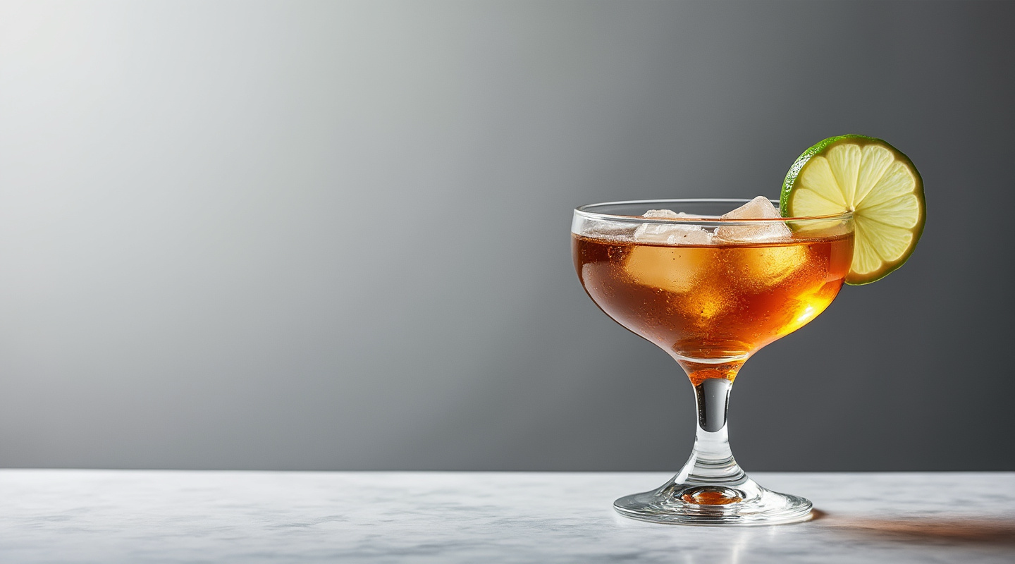 Daiquiri in chilled coupe with lime twist on bar top