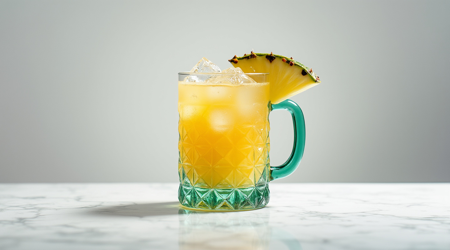 Abacaxi Ricaço served in a pineapple shell with rum and lime